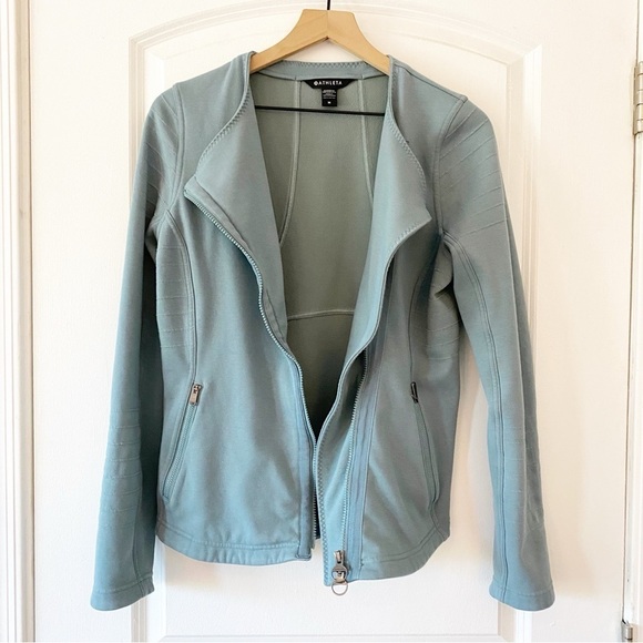 ATHLETA Moto Full Zip Sweatshirt Fleece Lined Athletic - Picture 10 of 15